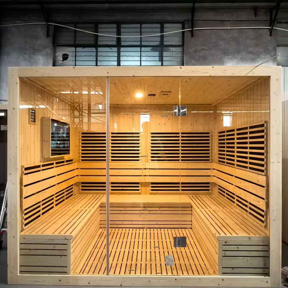 5-10 tao sauna kahoy na malayo-infrared sauna room na may lcd tv