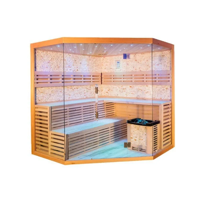 Hemlock sauna na may 3-sided glass intelihenteng control system
