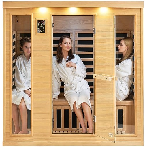 Panloob na 4-person hemlock infrared sauna room