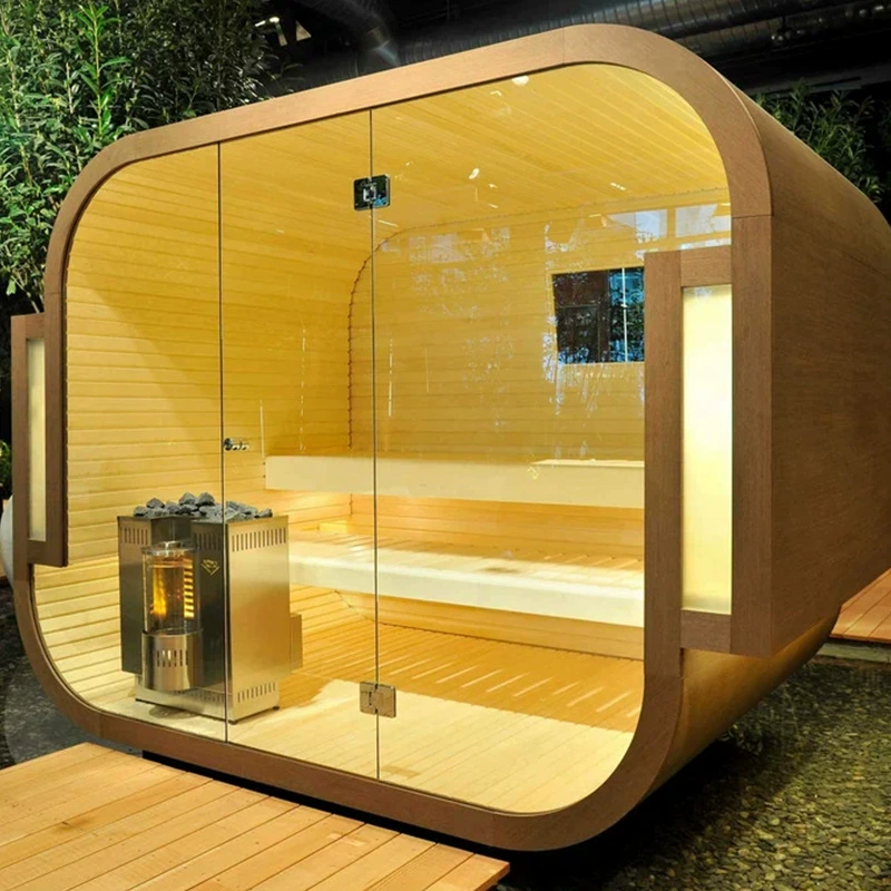 Hindi tinatagusan ng tubig na bakal na cedar sa labas ng pintuan ng steaming room Hindi tinatagusan ng tubig na bakal na cedar sa labas ng pintuan ng steaming room